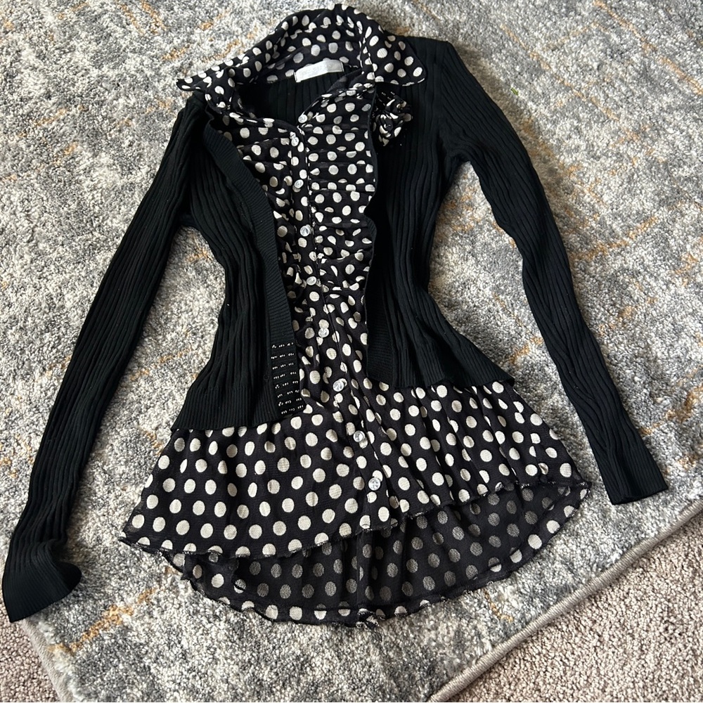 Polka Dot Black and White Women's Top